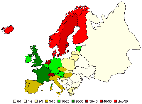 Internet density in Europe